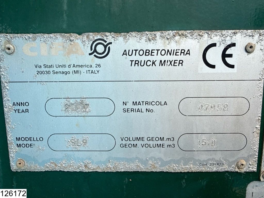 Scania P 380 8x4, EURO 4, CIFA, 9m3, Manual transmission