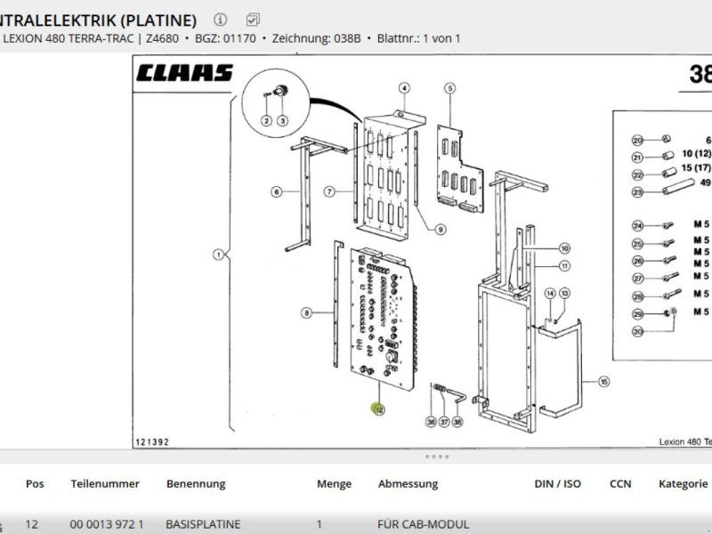Claas BASISPLATINE LEXION 00 0013 972 3