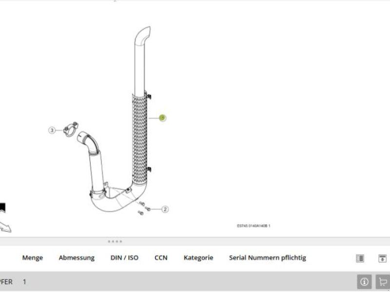 Claas Auspuff oben ELIOS NEXOS 00 1152 361 0