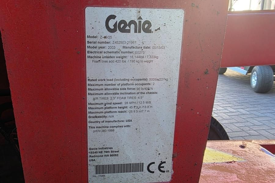 Genie Z-45/25 As-Is, Electric, 16m Working height, 7.65m