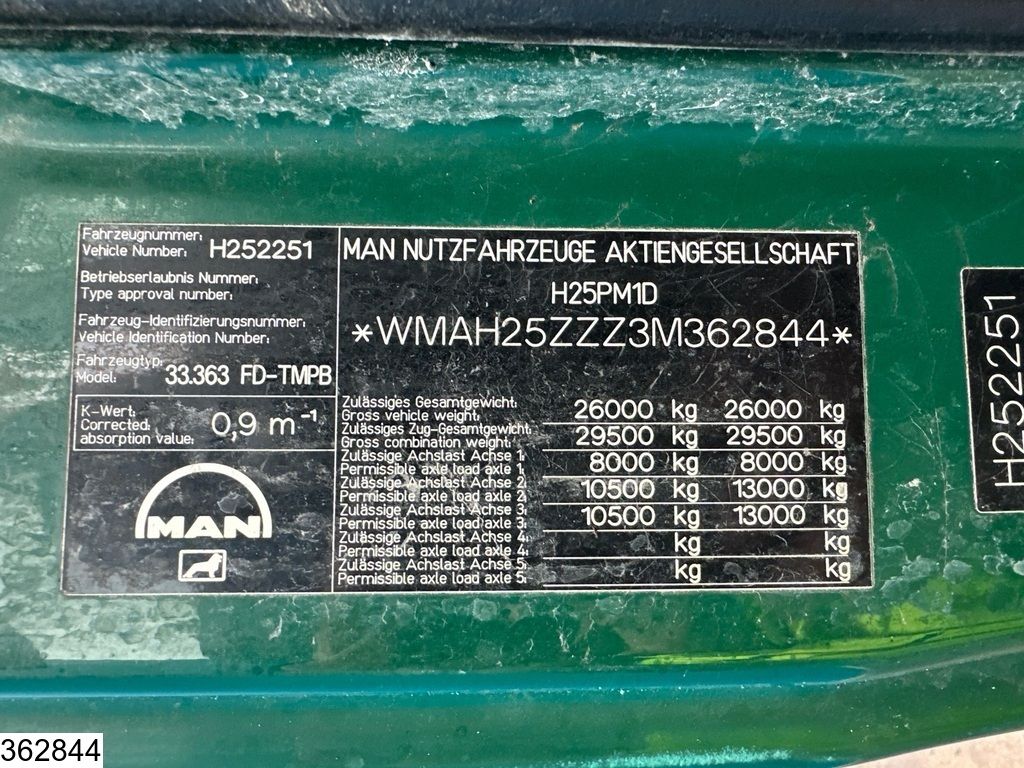 MAN TGA 33 360 6x4, Manual transmission, Leaf spring suspension