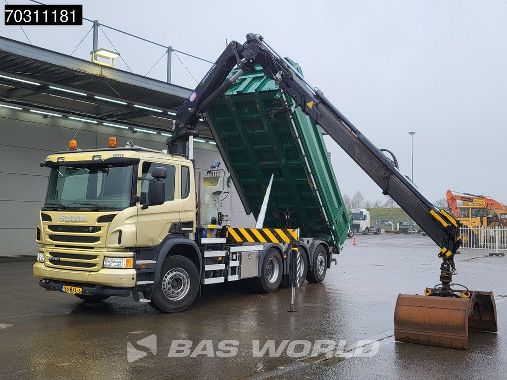 Scania P P410 8X4 NL-Truck HMF 1800K3 Kran Crane HSW 2-side tipper Lift+Steering axle Euro 6