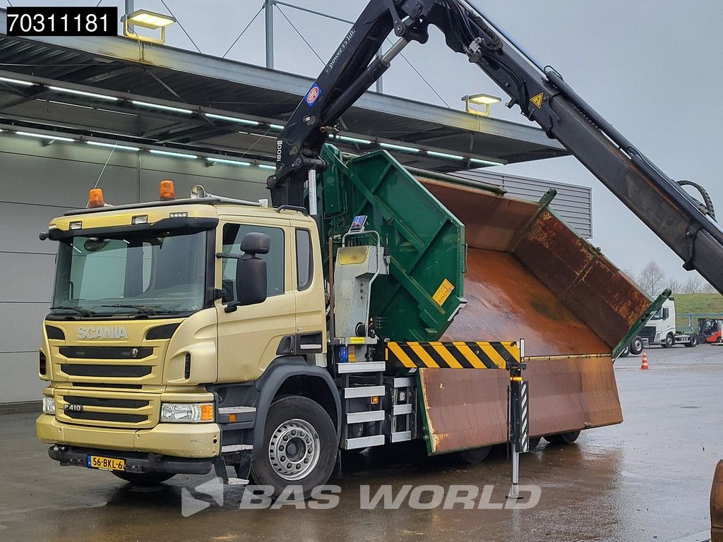 Scania P P410 8X4 NL-Truck HMF 1800K3 Kran Crane HSW 2-side tipper Lift+Steering axle Euro 6