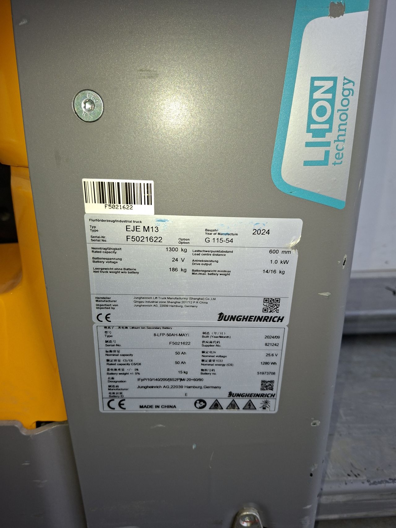 Jungheinrich elektrische palletwagen eje m13 Li-ion bj 2024