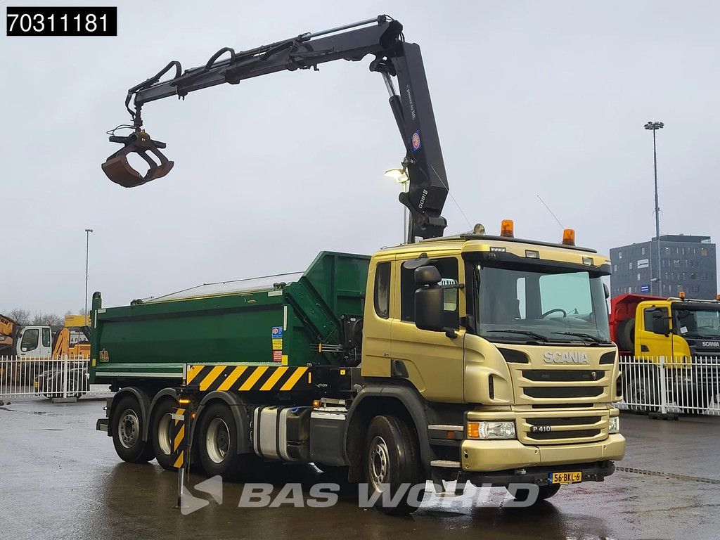 Scania P P410 8X4 NL-Truck HMF 1800K3 Kran Crane HSW 2-side tipper Lift+Steering axle Euro 6