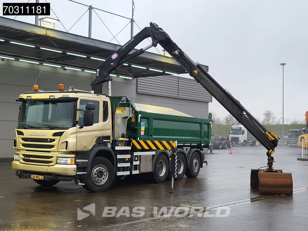 Scania P P410 8X4 NL-Truck HMF 1800K3 Kran Crane HSW 2-side tipper Lift+Steering axle Euro 6