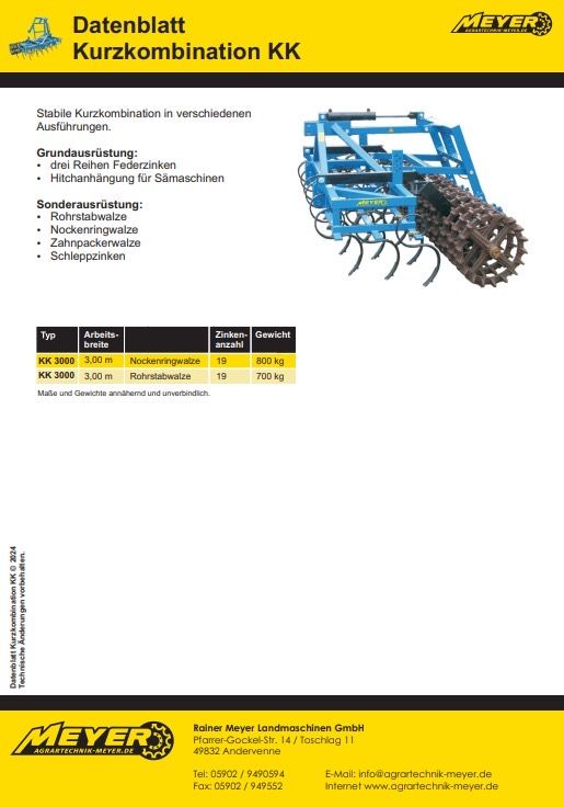 Meyer cultivator + hef / opbouw zaaimachine mogelijk 3 meter