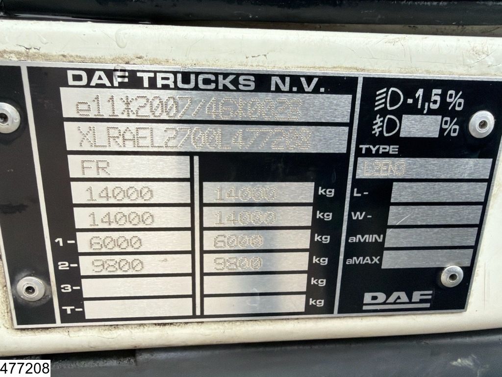 DAF LF 250 EURO 6, Dhollandia, Carrier, 2 comp