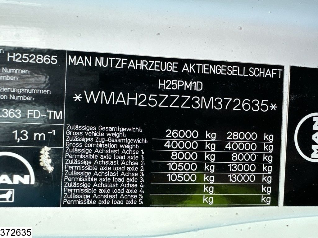 MAN TGA 26 360 6x4, Manual transmission, Leaf spring suspension