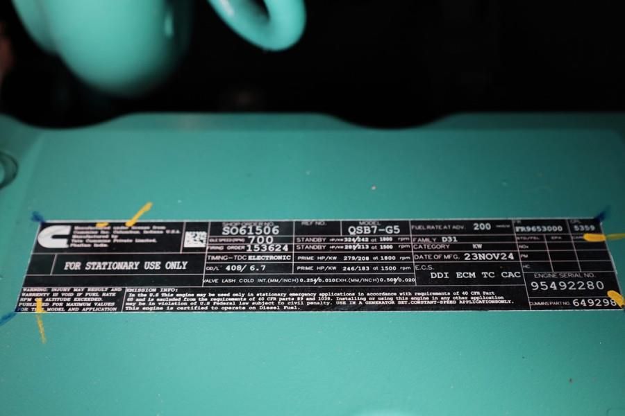 Cummins C220D5EQ Declaration of Conformity, Diesel, 220kVA