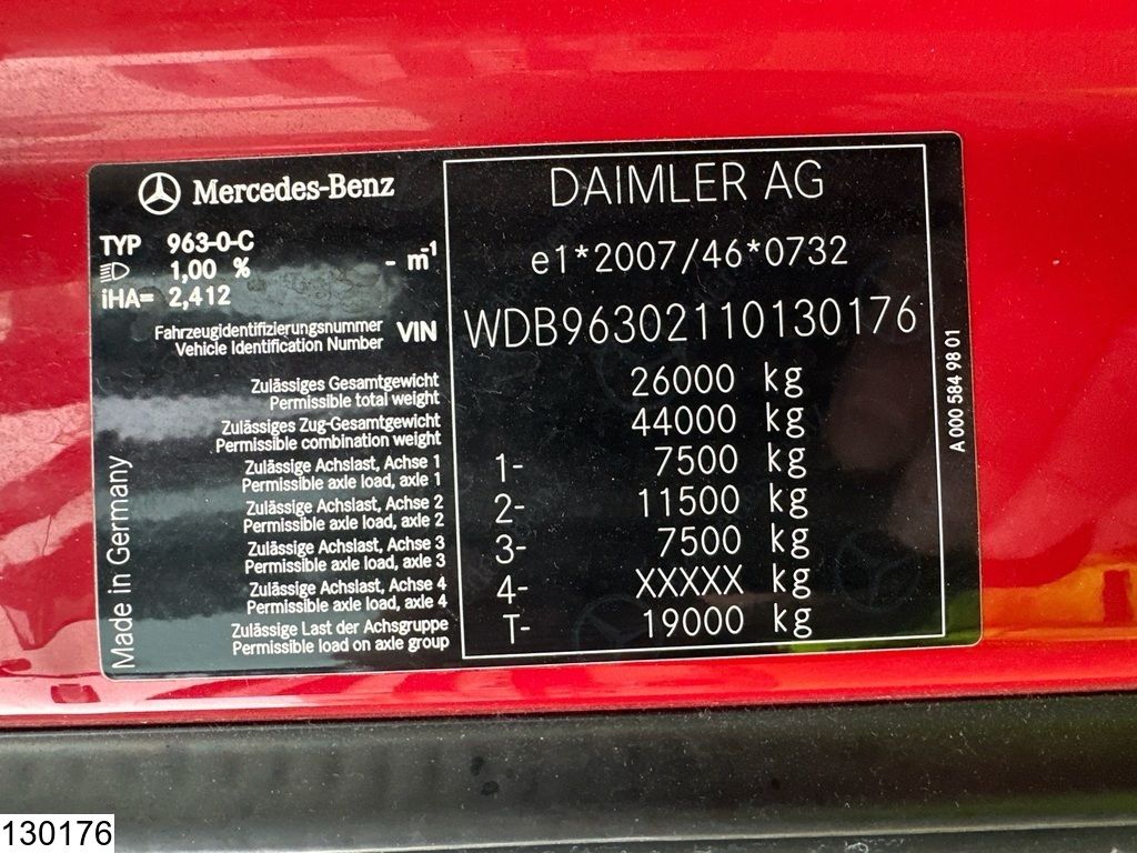 Mercedes Actros 2548 6x2, EURO 6, Lift roof