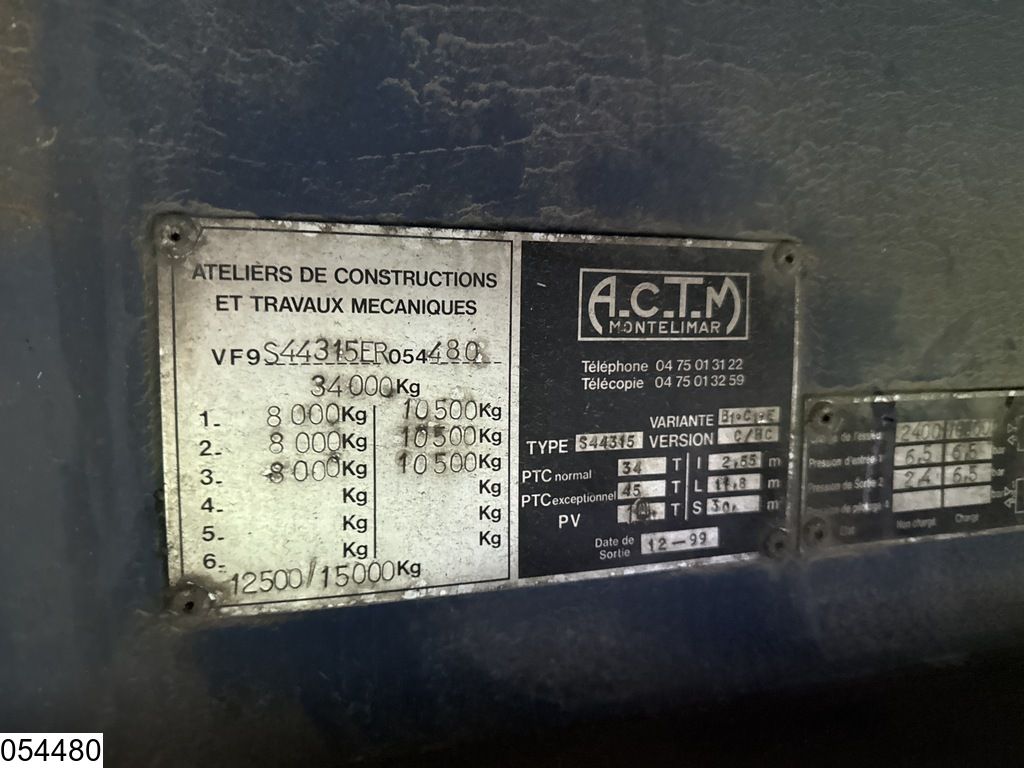 ACTM Lowbed 34000 KG, 250cm+2x22CM, Leaf suspension, Winch