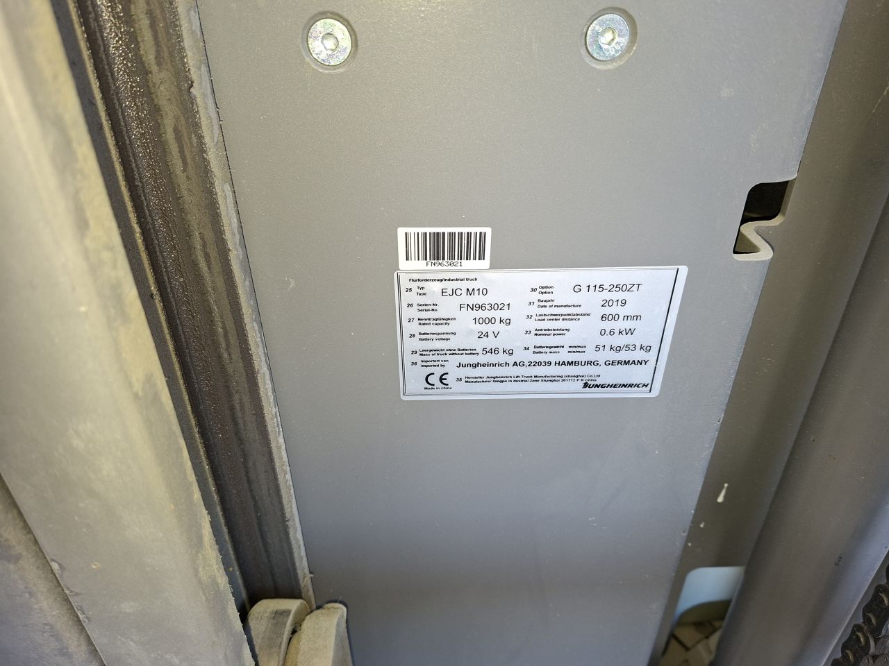 Jungheinrich ejc m10 2.5 meter 1000 kg nieuwe accu`s