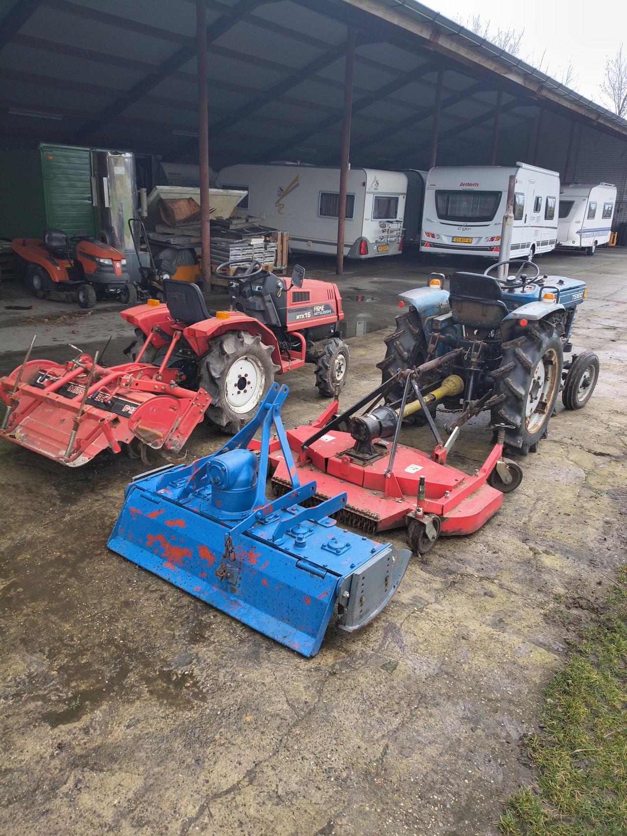 Iseki minitrekker Mitsubishi 4x4 met ciclomaaier rotorkop frees