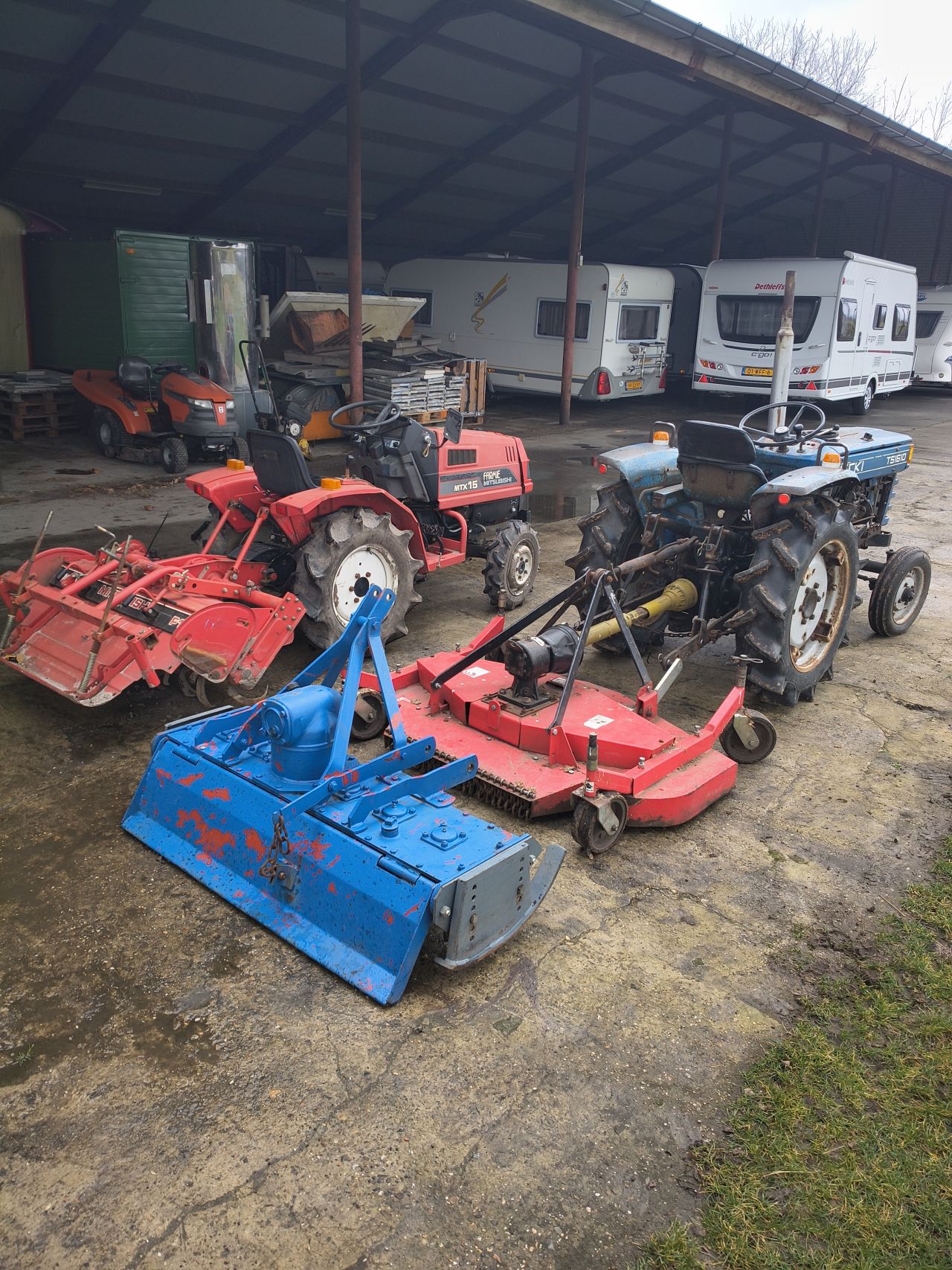 Iseki minitrekker Mitsubishi 4x4 met ciclomaaier rotorkop frees