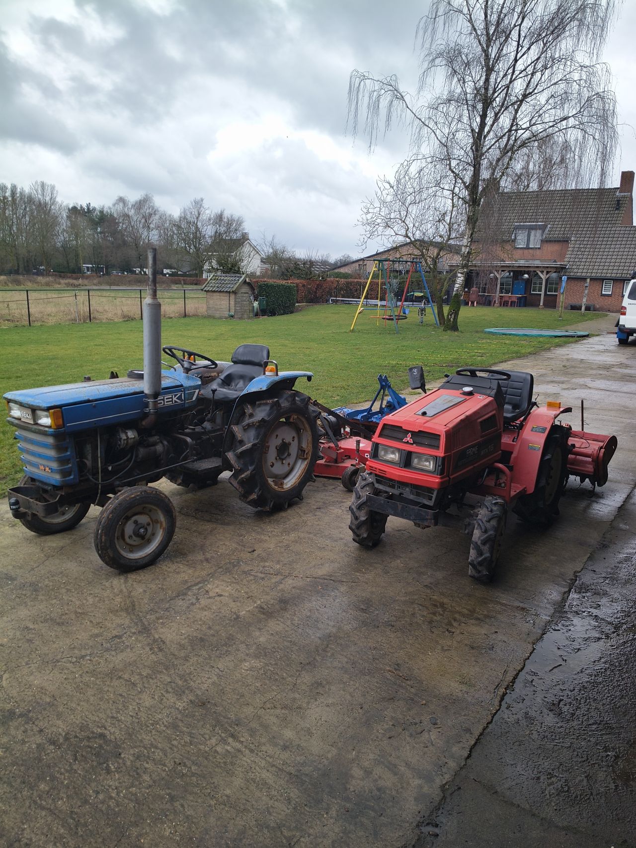 Iseki minitrekker Mitsubishi 4x4 met ciclomaaier rotorkop frees