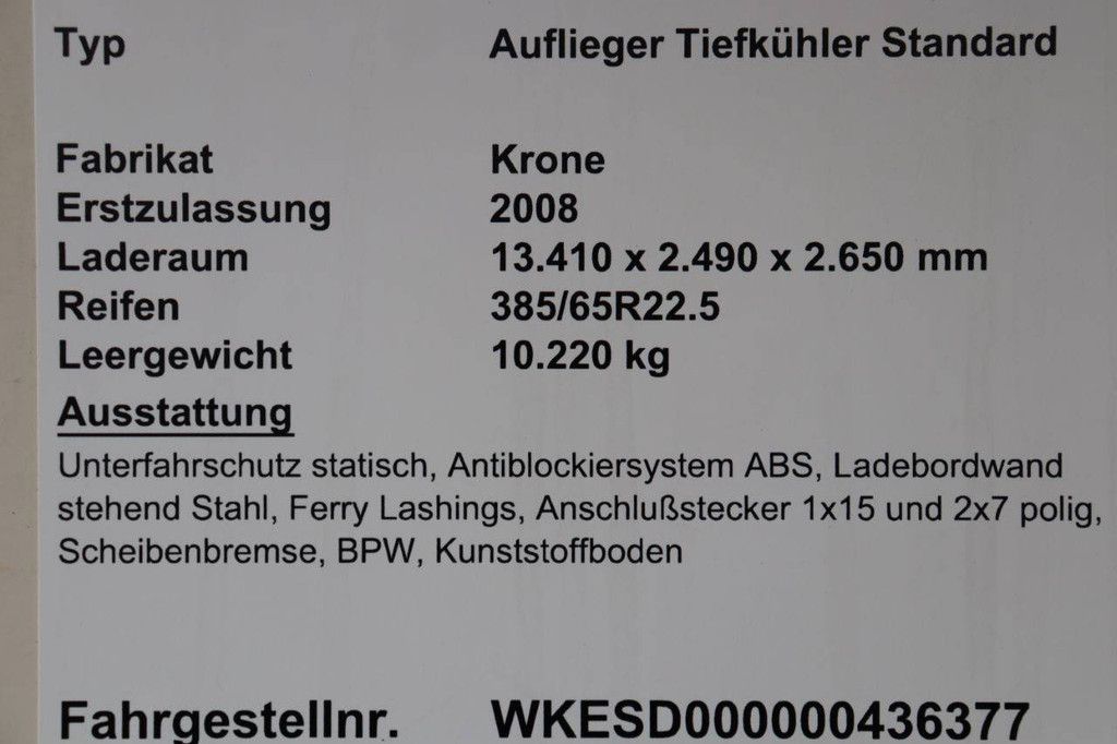 Krone Kühlauflieger Standard 2008