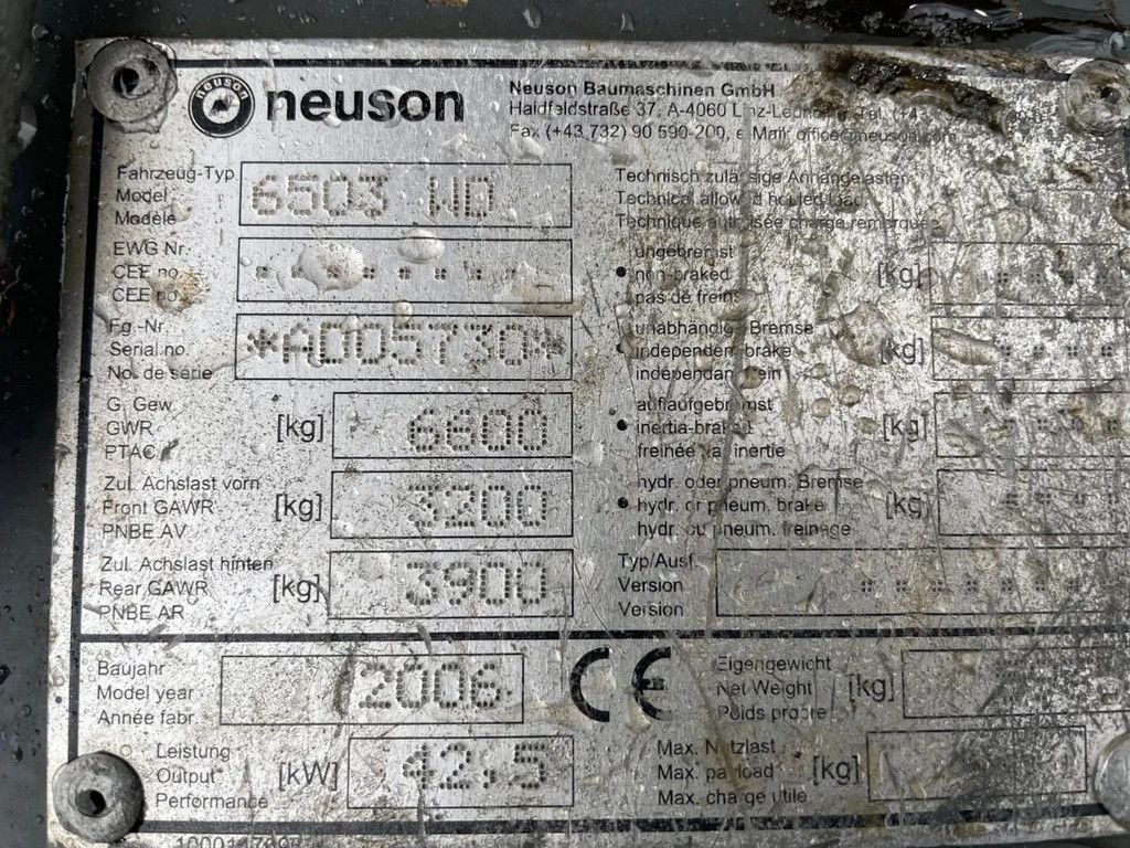 Neuson 6503 WD Bandenkraan