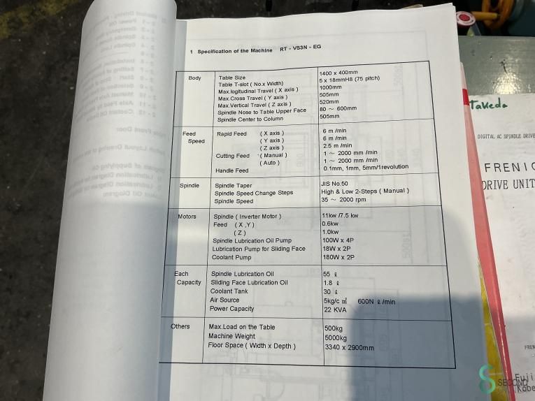 Fräsmaschinen Takeda VS3N-EG, 1000x505x520mm 1998