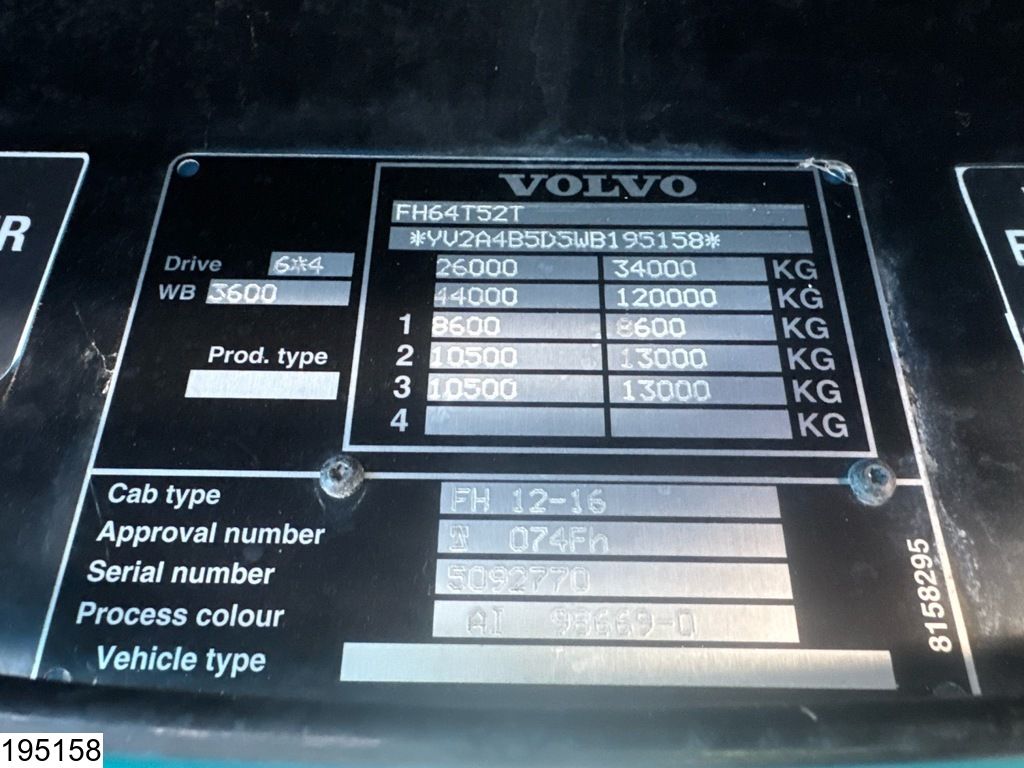 Volvo FH 520 6x4, Telma, Manual, Steel suspension