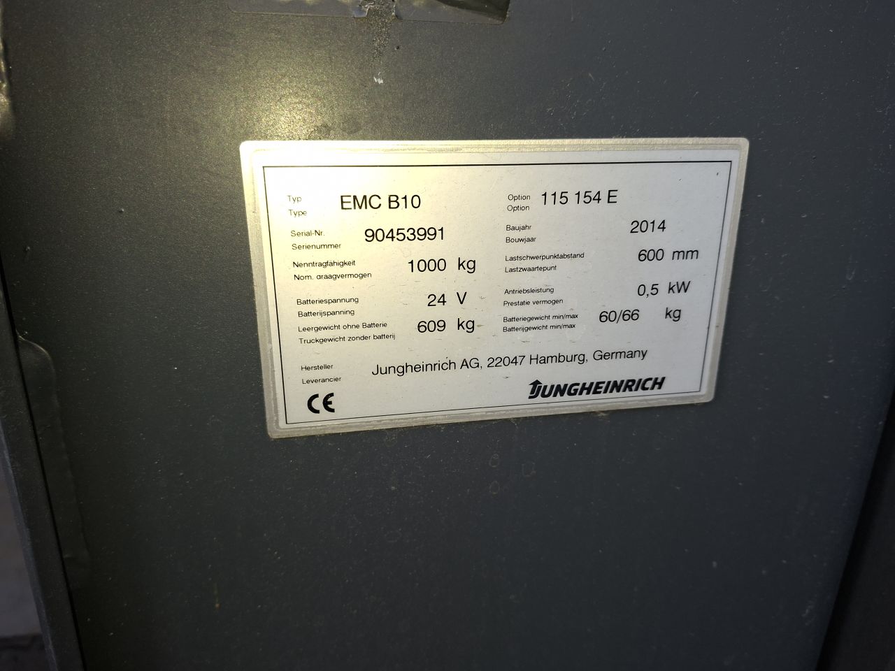 Jungheinrich EMC B10 breedspoort 154 cm accu`s 2024