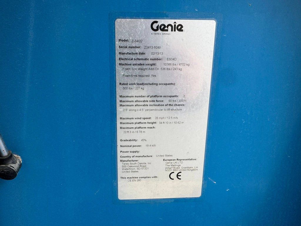 Gelenkteleskoparbeitsbühne Genie Z-34/22 Diesel 8,78 m 2013