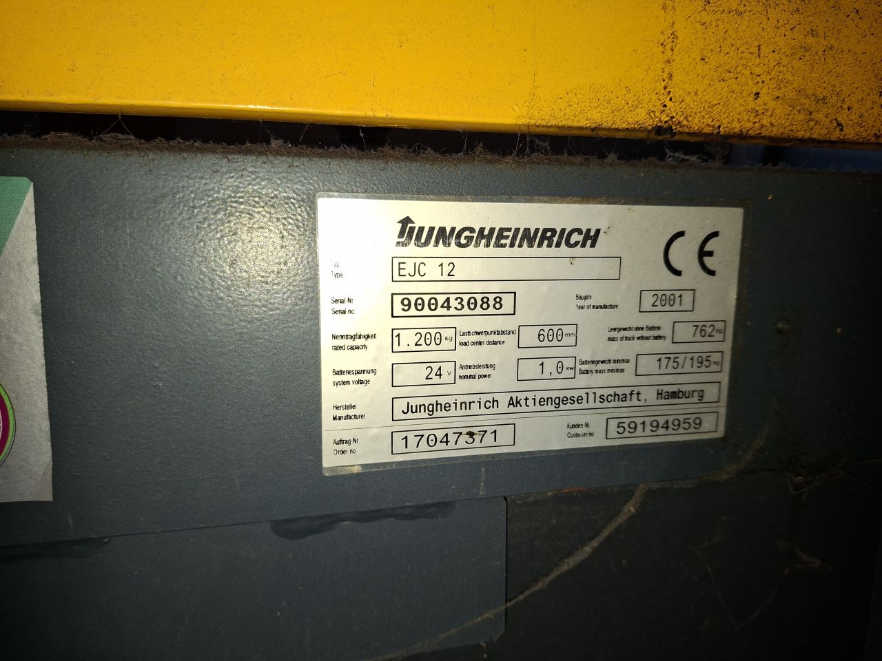 Jungheinrich EJC 12 hefhoogte 2.5 meter 1200 kg