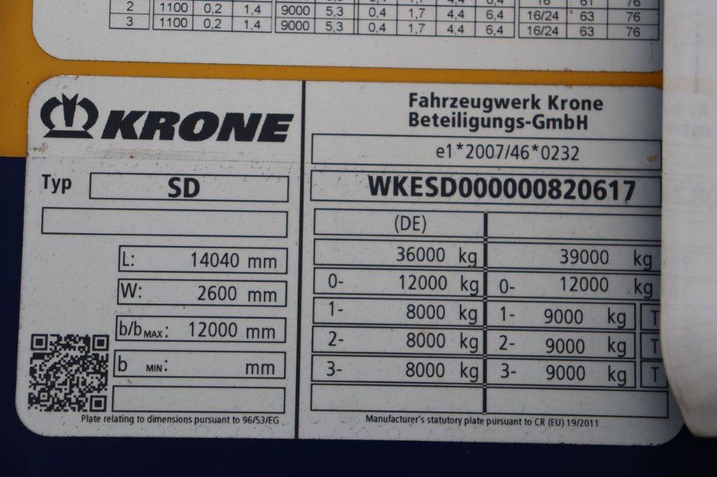 Reefer Oplegger Krone SD 39000kg