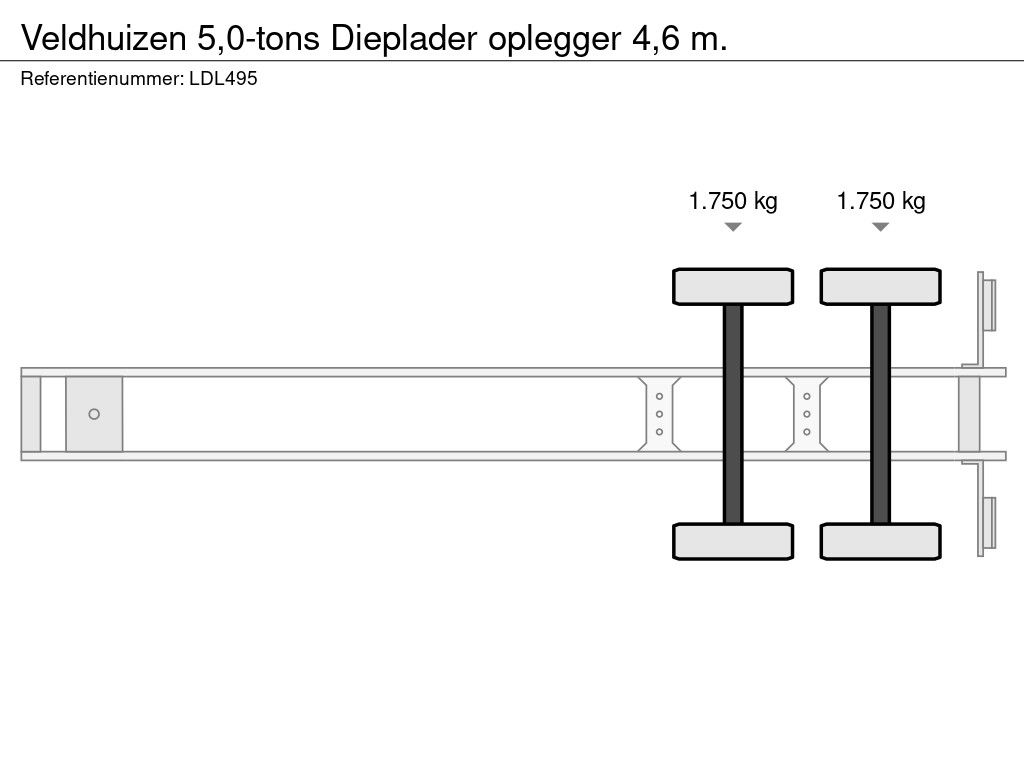 Veldhuizen 5,0-tons Dieplader oplegger 4,6 m.