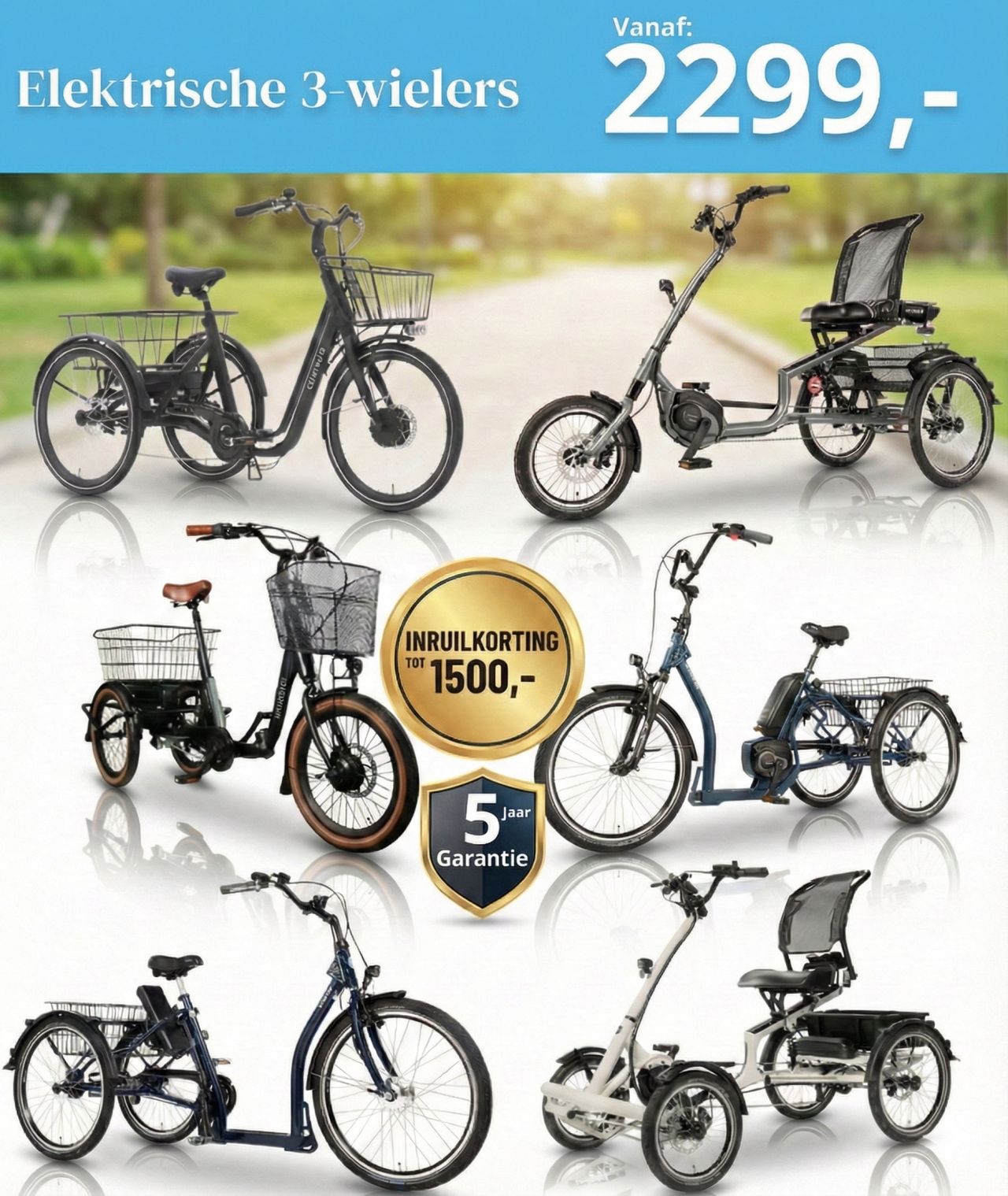 Elektrische driewielfiets voor ouderen & mindervaliden