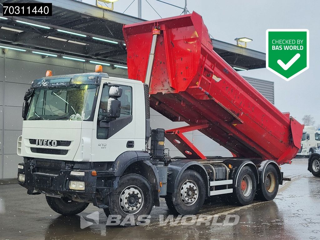 Iveco Trakker 410 8X4 15m3 Bennes Marrel tipper Steelsuspension Bog-Axle Manual Euro 4