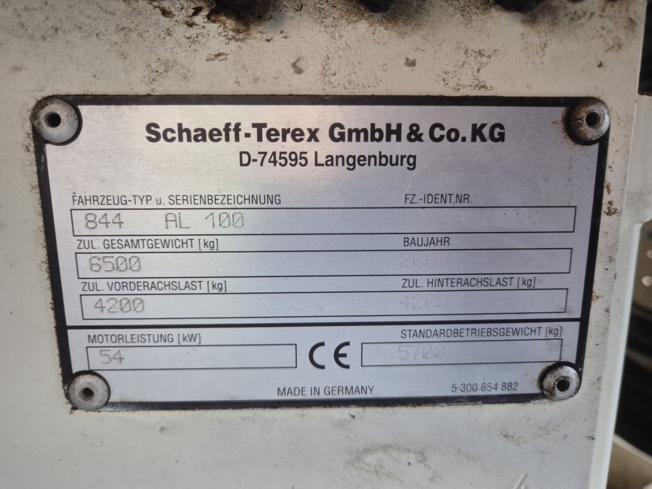 Gebruikte SCHAEFF TEREX AL100 shovel met gewicht van 6500 kgs