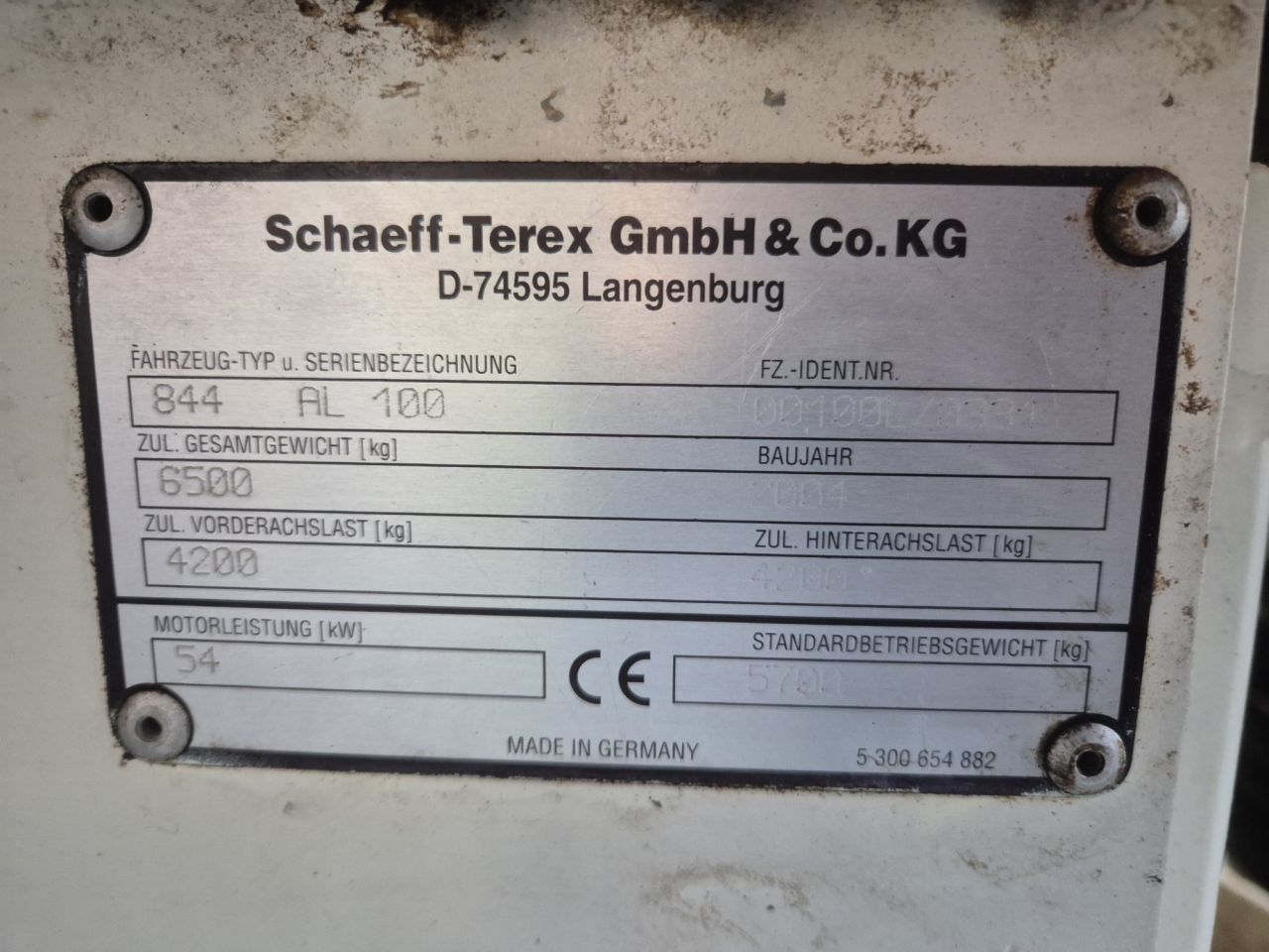 Gebruikte SCHAEFF TEREX AL100 shovel met gewicht van 6500 kgs