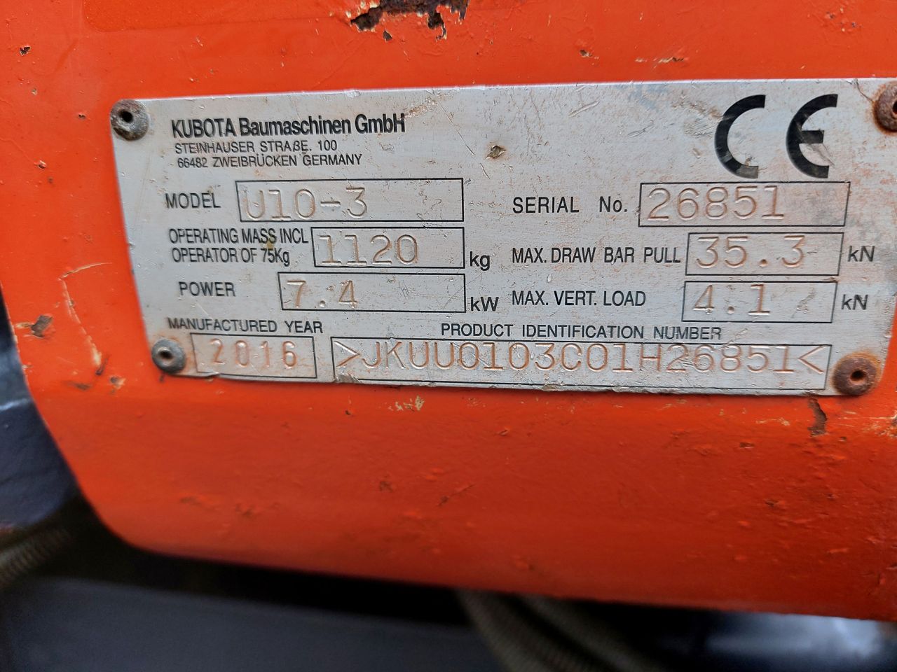 Kubota U10-3 SIDE LEVER