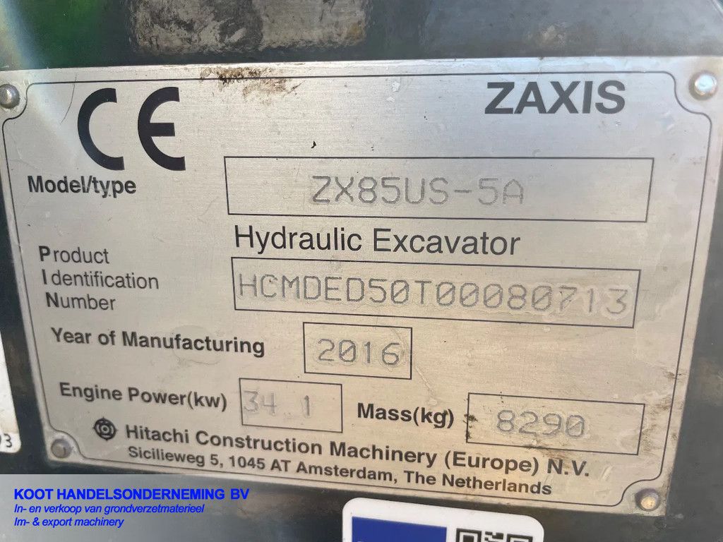 Hitachi Zx85us-5 9000 hours Good condition