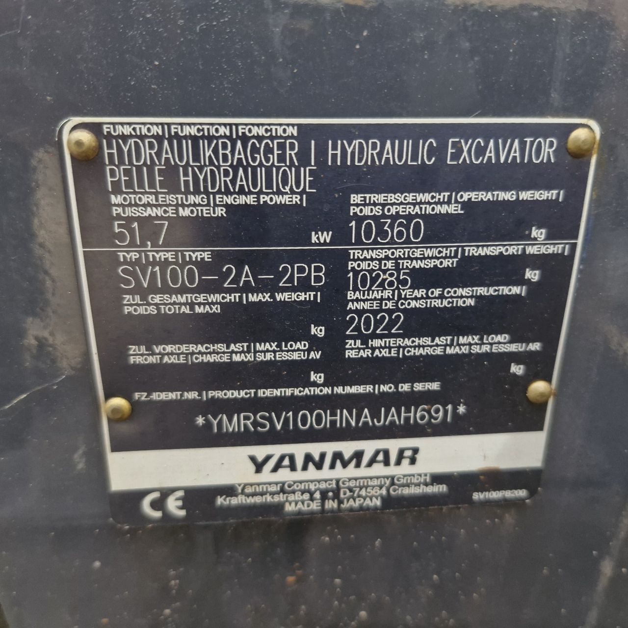 Yanmar SV 100 10 ton graafmachine