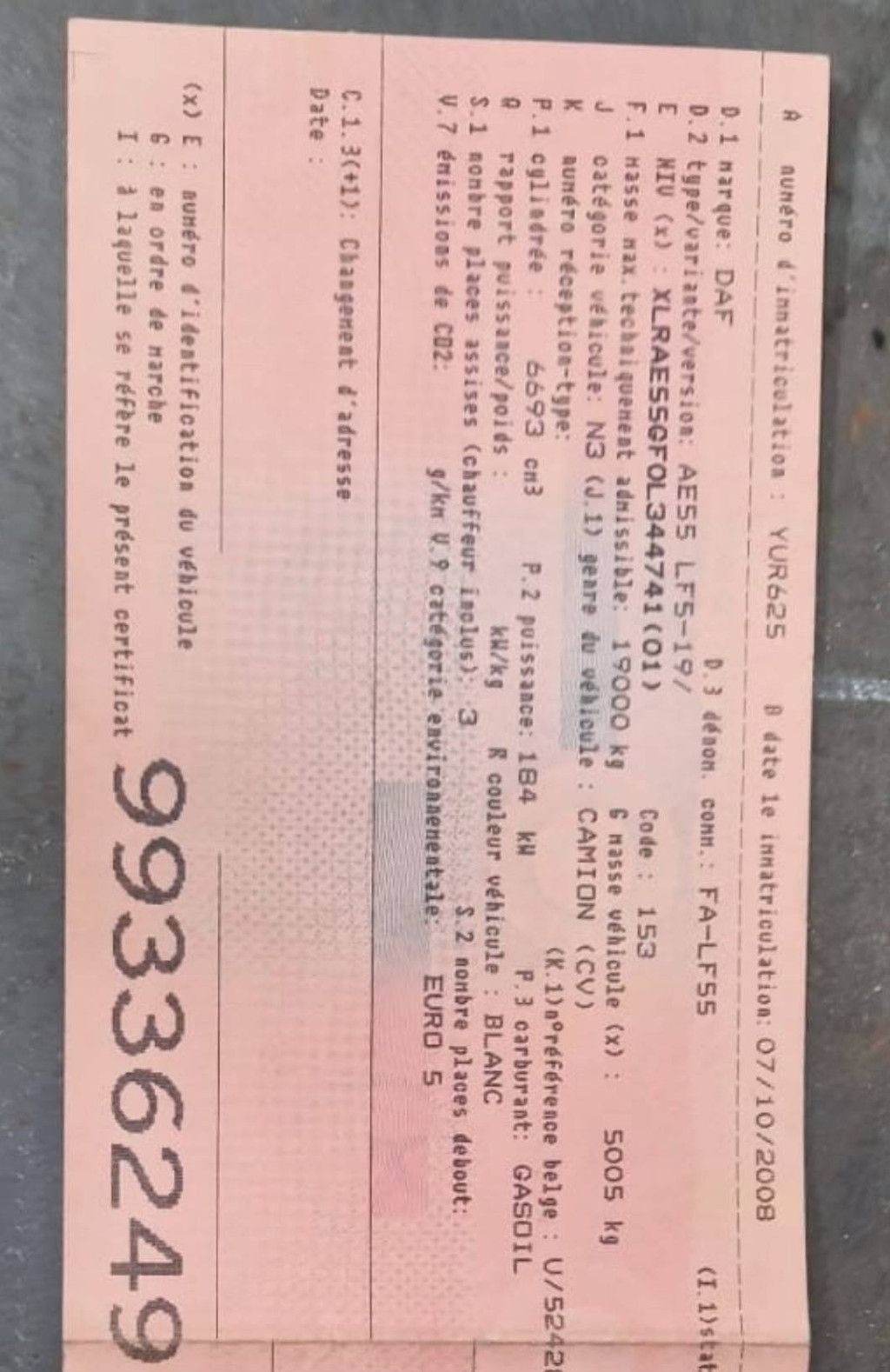 Pritschenwagen DAF AE55 LF5-19 Diesel 2008 (Margin)