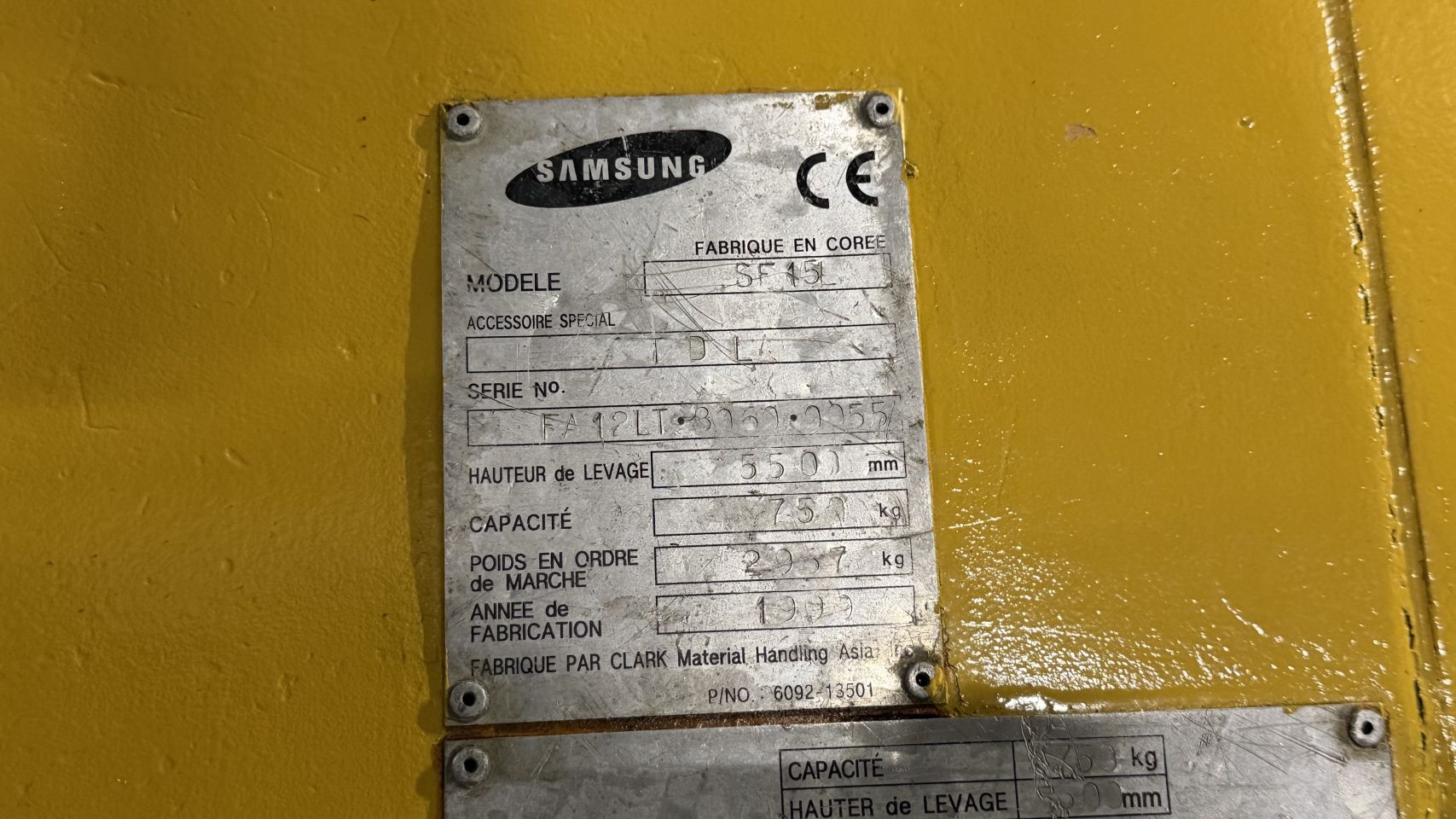 LPG heftruck Samsung SF15L, Triplex