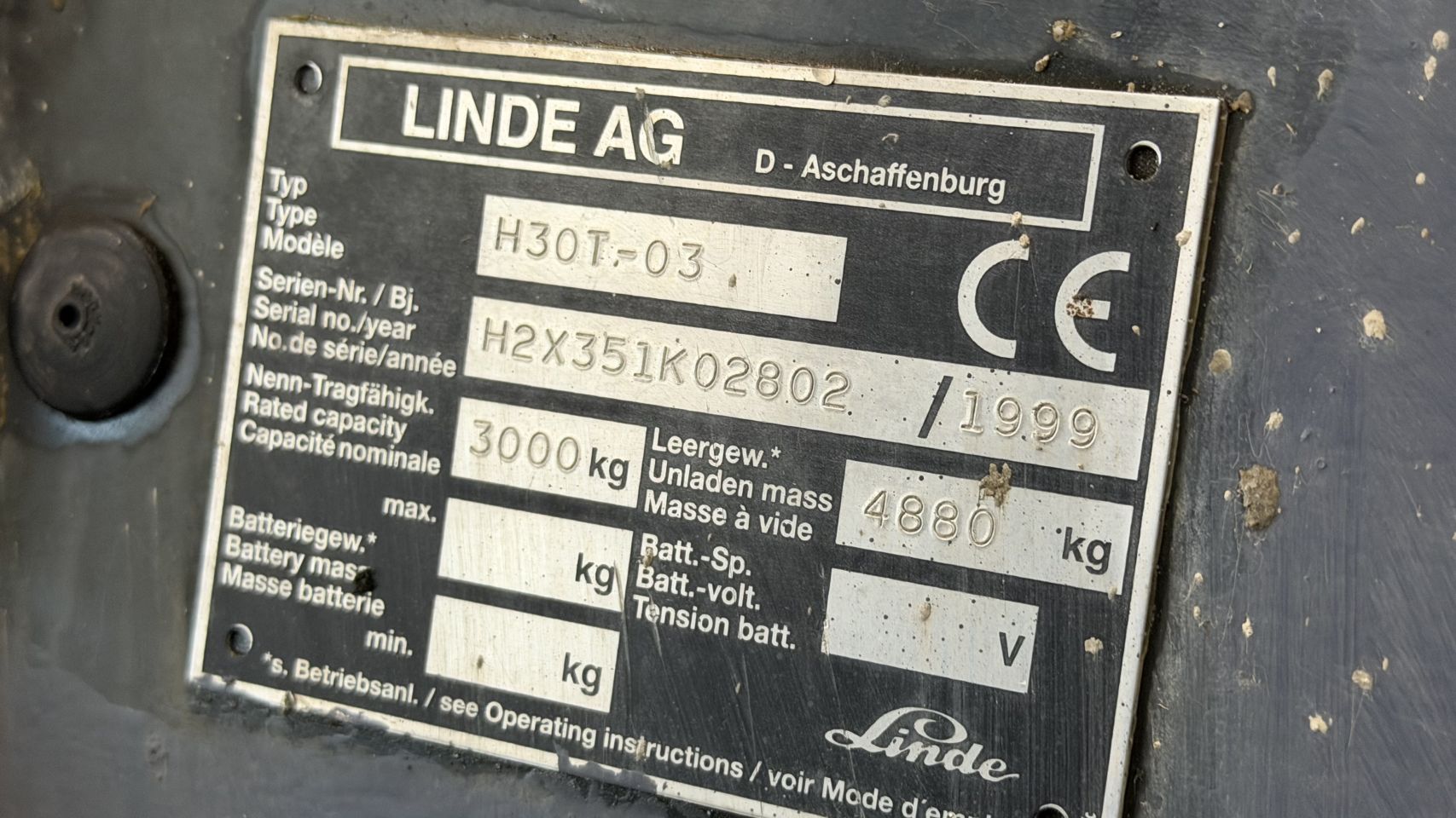LPG heftruck Linde H30T-03, Triplex, Containerheftruck