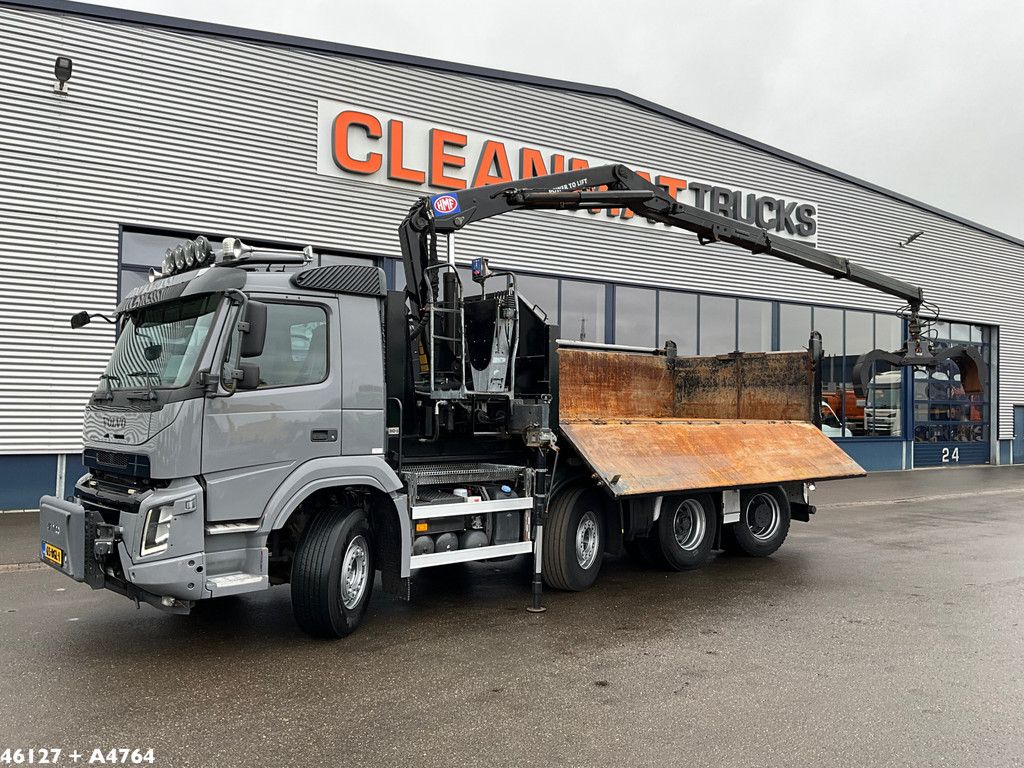 Volvo FMX 460 Euro 6 AJK 30 Ton haakarmsysteem + Container 16m³ met HMF 16 Tonmeter Z-kraan