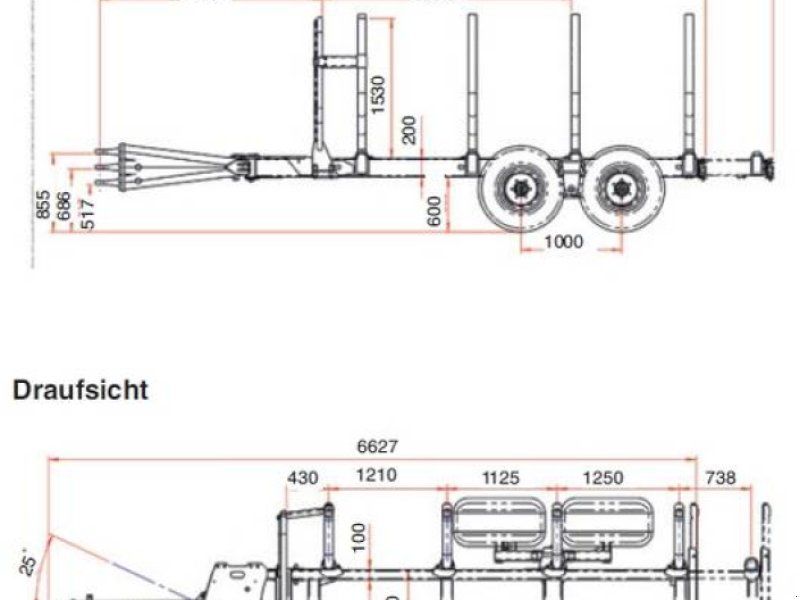Uniforst Rückewagen 12.49 | 6571 12t | Kran 7,1m | Druckluftbr.
