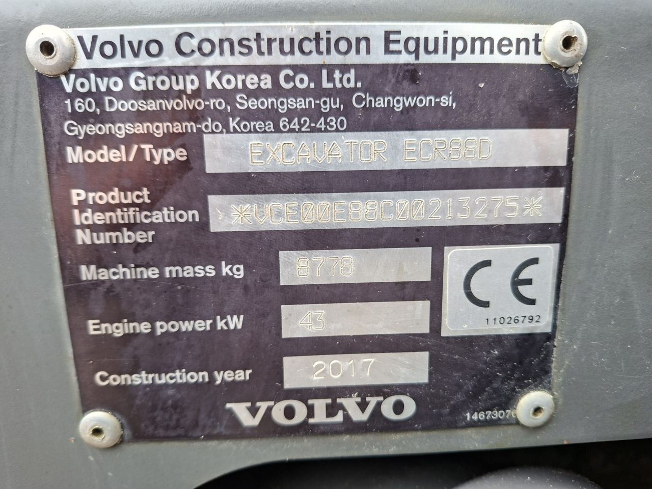 Volvo ECR88D | bj 2017 | 3907uur | Stelgiek Kantelstuk