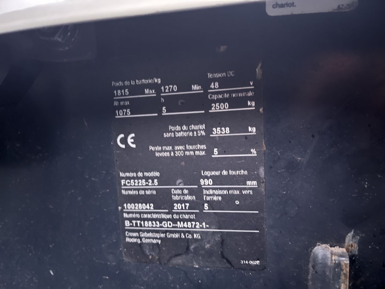 Crown FC5225 elektrische heftruck triplo sideshift