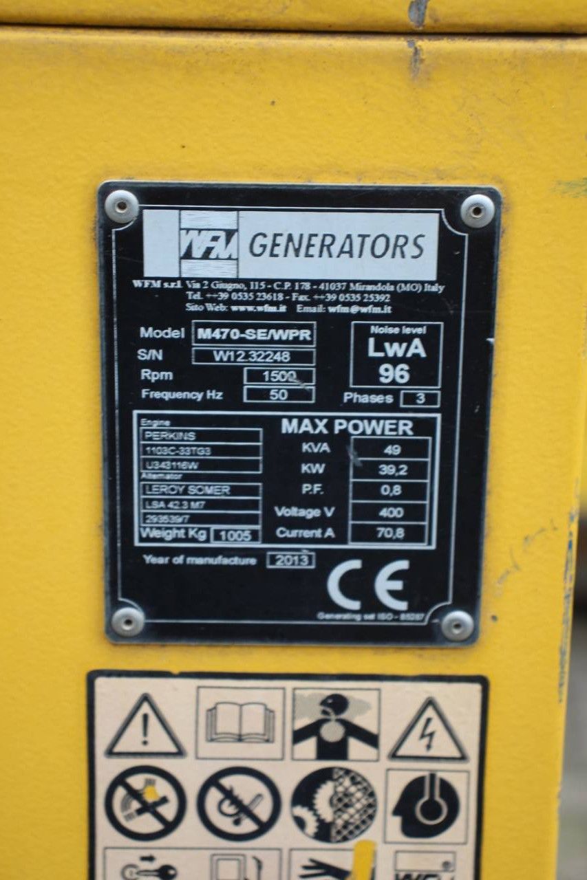 Generator WFM M470-SE/WPR Diesel 2013 49kVA