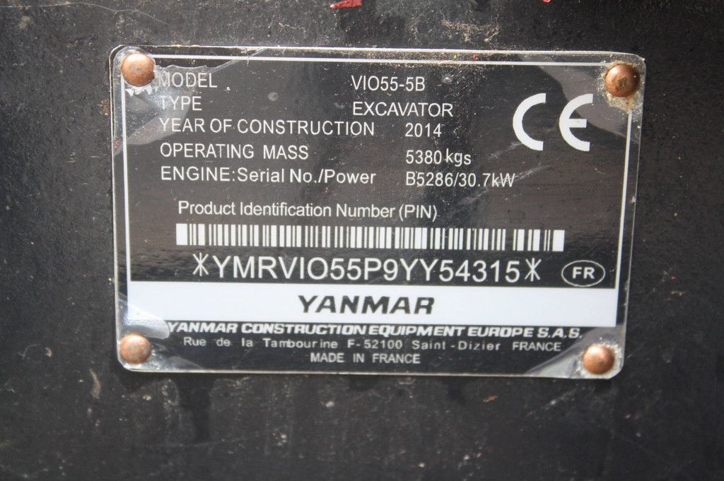 Crawler excavator Yanmar VIO55-5B Diesel 30.7kW 2014
