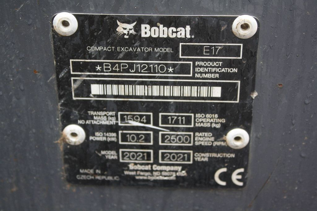 Mini excavator Bobcat E17 Diesel 10.2kW 2021