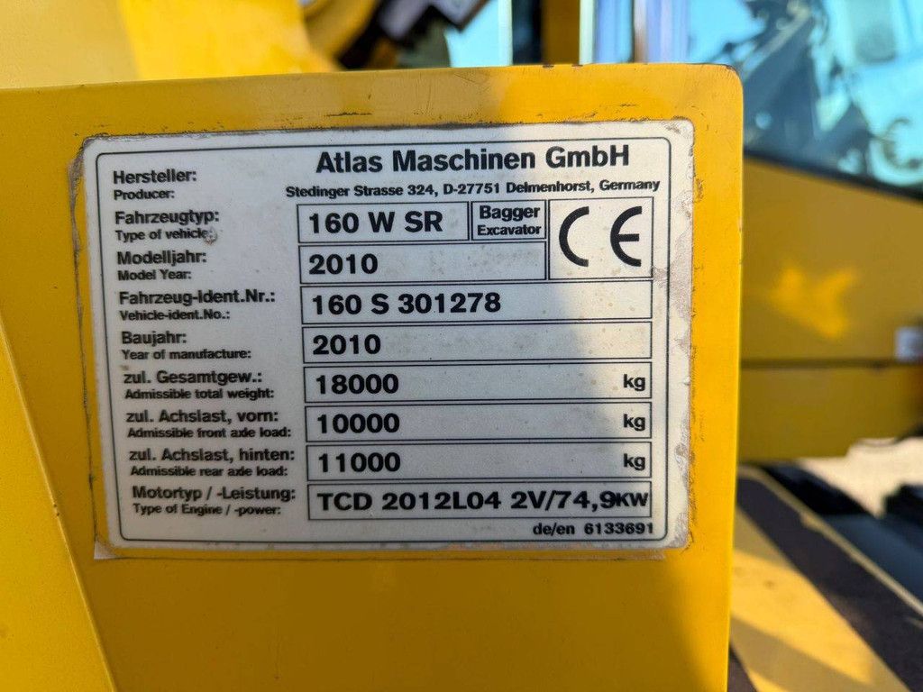 Radbagger Atlas 160W SR Diesel 74,9 kW 2010