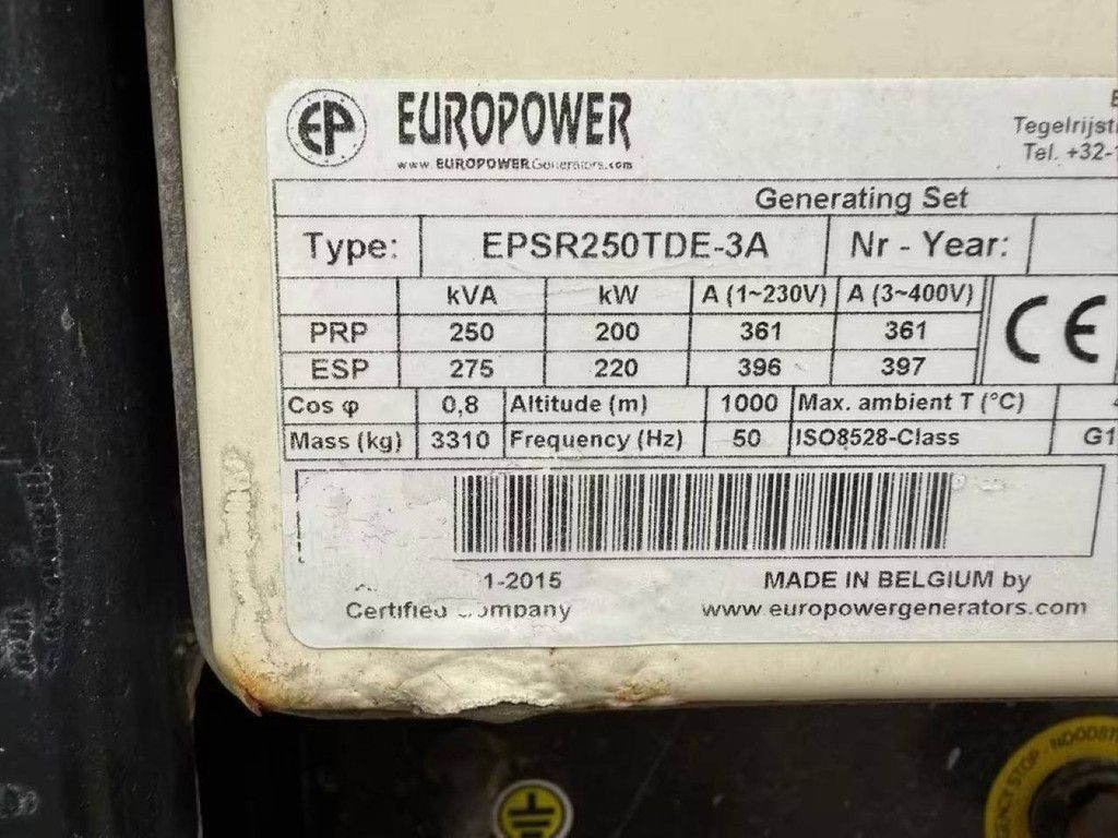 Generator Europower EPSR250TDE-3A Diesel 250kVA 2021