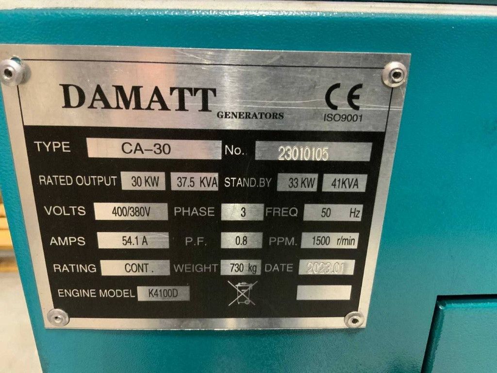 Generator DAMATT CA-30 Diesel 41kVA 2023 Neu