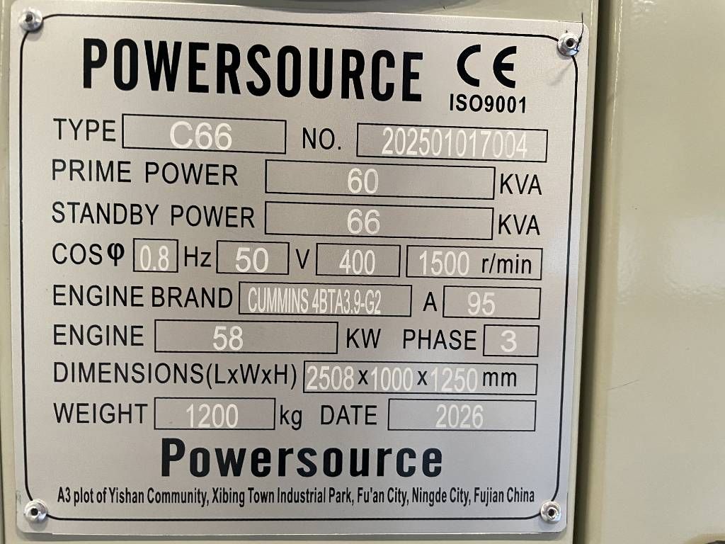 Cummins 4BTA3.9-G2 - 66 kVA Generator - DPX-19833